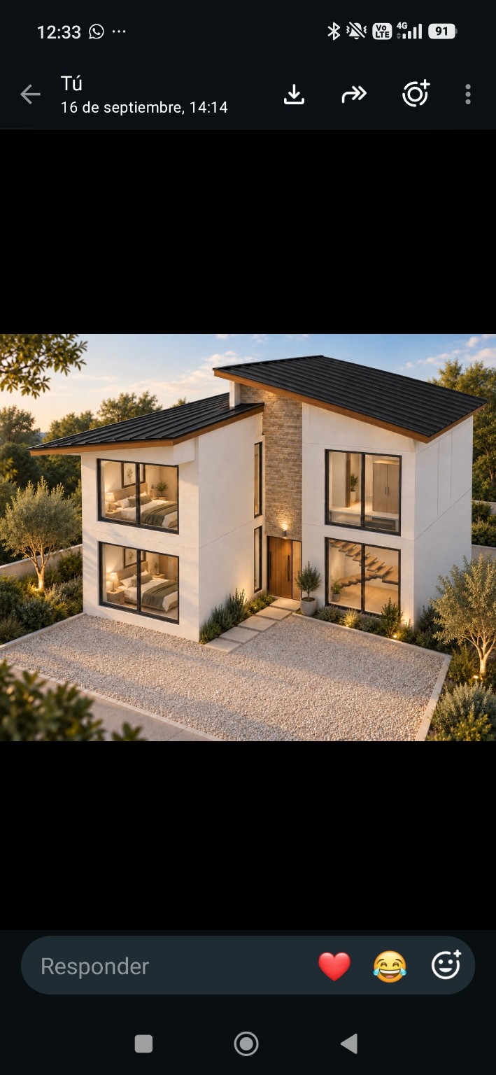Referencia arquitectónica de casa campestre con cubierta oscura, piedra y ventanales